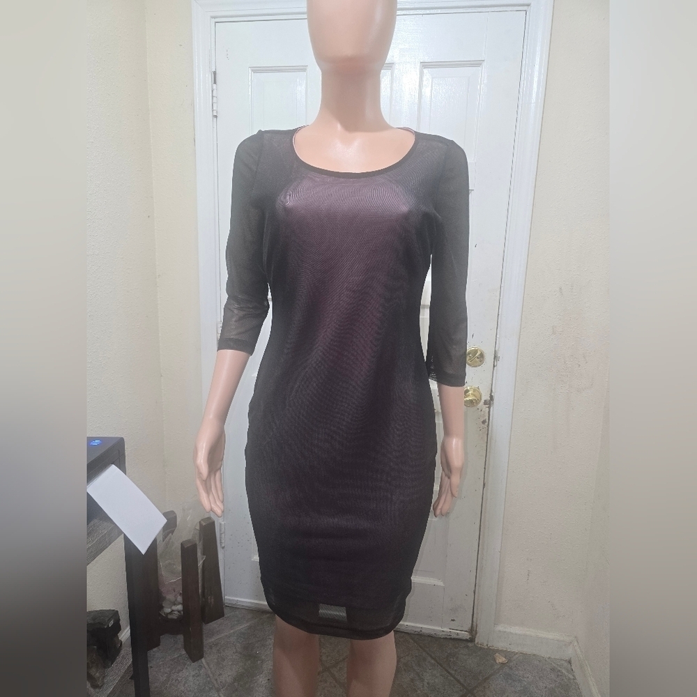 Carmen Marc Valvo Black Long Sleeve Dress